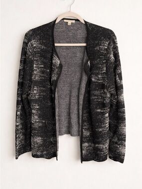 Eileen Fisher Organic Linen Blend Abstract Cardigan Large